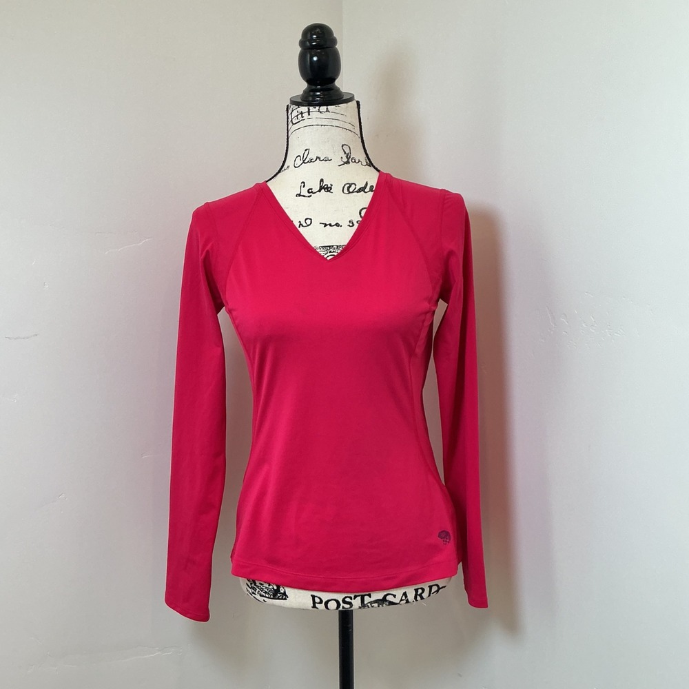 Mountain Hardwear Long Sleeve V-Neck Performance Shirt Women's XS Pink Athletic - Picture 1 of 6